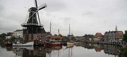 Zicht op Haarlem met Molen